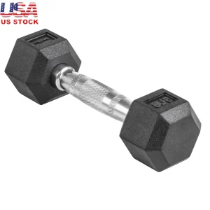 Hex Rubber Dumbbell 5lb Durable Weight Fitness Equipment